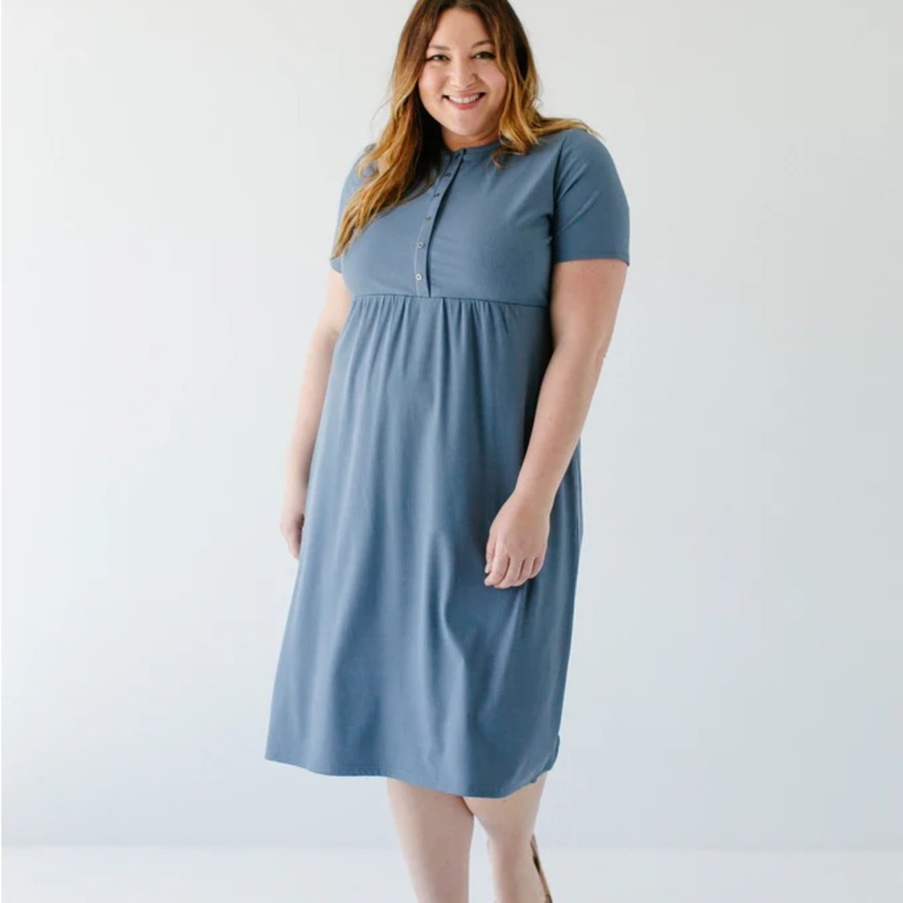 Main Street Exchange Blue Midi Dress Breastfeeding and Maternity BRAND NEW